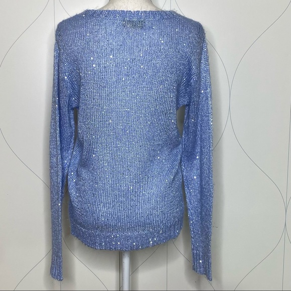 i jean by buffalo sequin crew sweater blue M - Picture 2 of 5